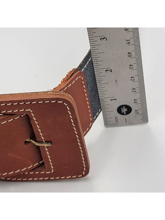 Echo Genuine Italian Leather Belt Medium Brown & Blue Made In USA main image 9